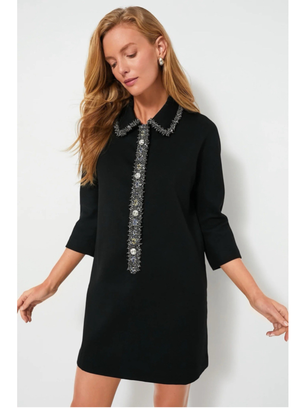 New Tuckernuck Midnight Embellished Nicola Mini Dress XS Boxy Formal Classic